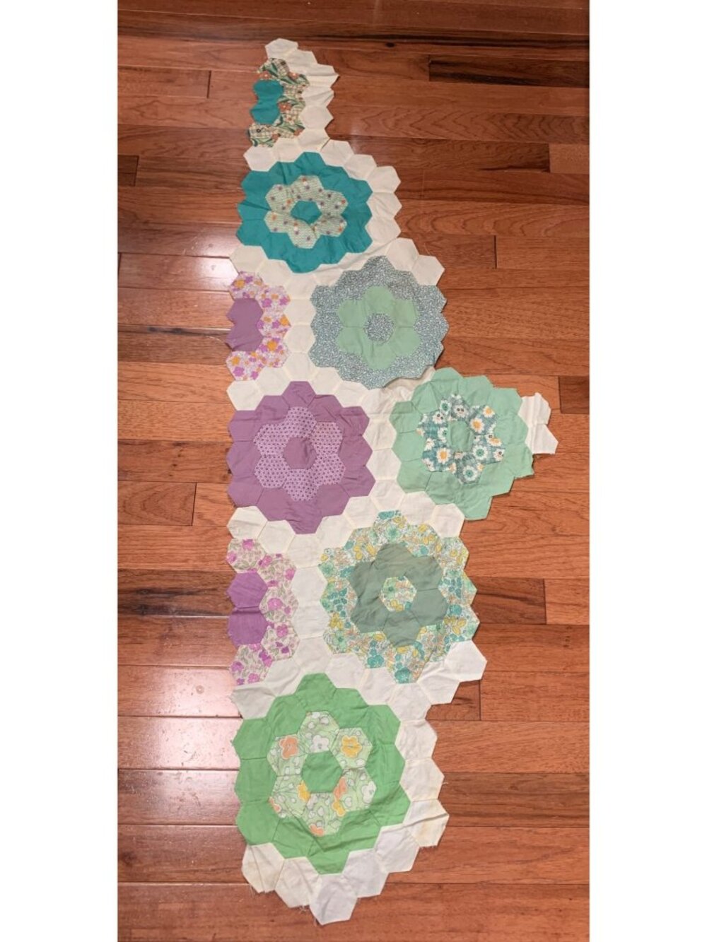 Vintage Handmade Patchwork Quilt Top 52"x17" Unfinished